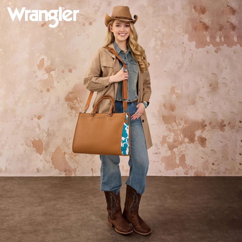 Wrangler Carry-All Large Tote Work Tote /Crossbody Brown - Picture 2 of 7